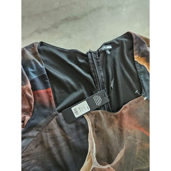 NWT Fashion Nova Jumpsuit Women's XL MultiColor Long Sleeve Stretch Mesh Bodycon - Picture 12 of 12